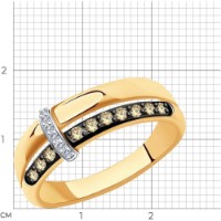 Inel din aur rosu cu diamante incolore si coniac Casa Bosco 1012012 2,4g s.17,5 imaginea #4 — magazin online Desire.md