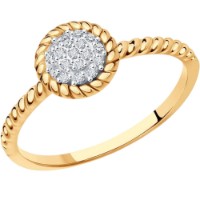 Inel din aur rosu cu diamante Casa Bosco 1012227 1,52g s.16