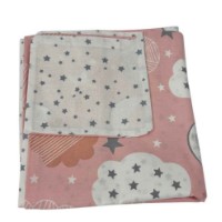 Lenjerie de pat pentru copii Holala Kids Little Stars Clouds/Grey Pink 140x100cm