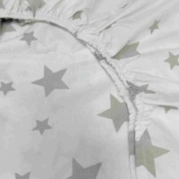 Cearșaf pentru copii Holala Kids Big Stars White/Maro 160x80cm