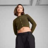 Cardigan de dama Puma Yona Long Sleeve Knit Top Olive Drab, s.L imaginea #2 — magazin online Desire.md