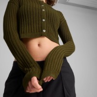 Cardigan de dama Puma Yona Long Sleeve Knit Top Olive Drab, s.M imaginea #3 — magazin online Desire.md