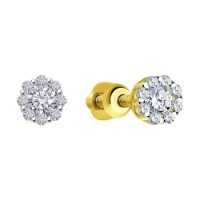 Cercei din aur galben cu diamante Casa Bosco 1020179-2 1,16g imaginea #2 — magazin online Desire.md