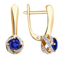 Cercei din aur rosu cu diamante si safir Casa Bosco 2020833 3,57g
