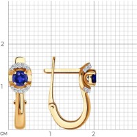 Cercei din aur rosu cu diamante si safir Casa Bosco 2021076 2,84g imaginea #2 — magazin online Desire.md