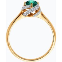 Inel din aur rosu cu diamante si smarald Casa Bosco 3010548 2,23g s.17,5 imaginea #2 — magazin online Desire.md