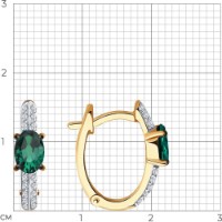 Cercei din aur rosu cu diamante si smarald Casa Bosco 3020513 2,46g imaginea #2 — magazin online Desire.md