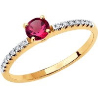 Inel din aur rosu cu diamante coniac si rubin Casa Bosco 4010656 1,65g s.17