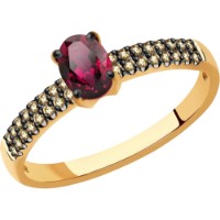 Inel din aur rosu cu diamante coniac si rubin Casa Bosco 4010684 1,95g s.17,5