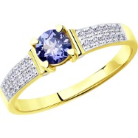 Inel din aur galben cu diamante si tanzanit Casa Bosco 6014098-2 2,35g s.18 imaginea #1 — magazin online Desire.md