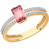 Inel din aur rosu cu diamante si turmalina Casa Bosco 6014210 1,92g s.16,5