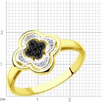 Inel din aur galben cu diamante incolore si negre Casa Bosco 7010060-2 1,83g s.17,5 imaginea #4 — magazin online Desire.md