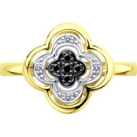 Inel din aur galben cu diamante incolore si negre Casa Bosco 7010060-2 1,83g s.17,5 imaginea #2 — magazin online Desire.md