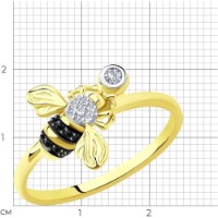 Inel din aur galben cu diamante incolore si negre Casa Bosco 7010073-2 1,87g s.19 imaginea #4 — magazin online Desire.md