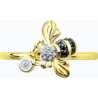 Inel din aur galben cu diamante incolore si negre Casa Bosco 7010073-2 1,87g s.19 imaginea #3 — magazin online Desire.md