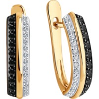 Cercei din aur rosu cu diamante incolore si negre Casa Bosco 7020082 2,98g imaginea #4 — magazin online Desire.md