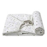 Cearșaf pentru copii Holala Kids Little Stars White/Maro 190x80cm