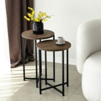Set măsuţe cafea Hanah Home Neta Set Walnut imaginea #2 — magazin online Desire.md