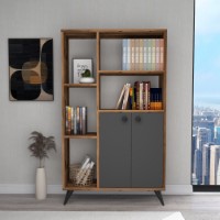 Стеллаж Hanah Home Meldan Light Walnut Anthracite фото №2 — интернет-магазин Desire.md
