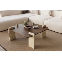 Măsuţă cafea Hanah Home Afrolli Walnut Travertine
