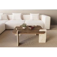 Журнальный столик Hanah Home Afrolli Walnut Travertine фото №2 — интернет-магазин Desire.md