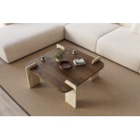 Журнальный столик Hanah Home Afrolli Walnut Travertine фото №3 — интернет-магазин Desire.md
