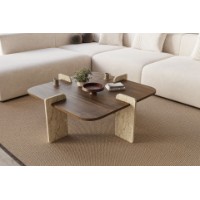 Măsuţă cafea Hanah Home Poalla Walnut Travertine