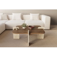 Măsuţă cafea Hanah Home Poalla Walnut Travertine imaginea #2 — magazin online Desire.md
