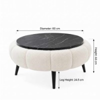 Măsuţă cafea Hanah Home Papatya 60 White Black Marble imaginea #3 — magazin online Desire.md