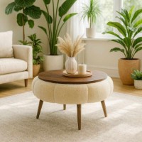 Măsuţă cafea Hanah Home Papatya 60 Cream Walnut
