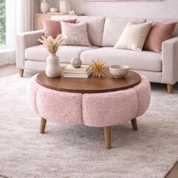 Măsuţă cafea Hanah Home Papatya 60 Pink Walnut