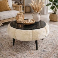 Măsuţă cafea Hanah Home Papatya 60 Cream Black Marble