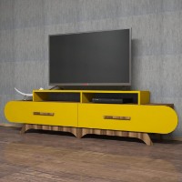 Comodă TV Hanah Home Flora Walnut Yellow