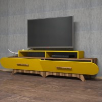 Comodă TV Hanah Home Flora Walnut Yellow imaginea #2 — magazin online Desire.md