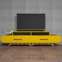 Comodă TV Hanah Home Flora Walnut Yellow imaginea #3 — magazin online Desire.md