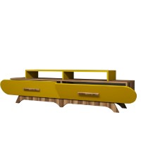 Comodă TV Hanah Home Flora Walnut Yellow imaginea #4 — magazin online Desire.md