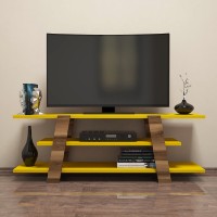 Comodă TV Hanah Home Flower Walnut Yellow imaginea #2 — magazin online Desire.md