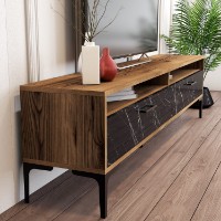Comodă TV Hanah Home Istanbul 2 Walnut Black Marble imaginea #4 — magazin online Desire.md