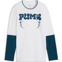 Hanorac copii Puma Mid90s Layered Long Sleeve White Glow Heather, s.128