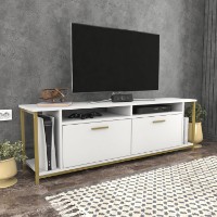 Comodă TV Hanah Home Omar White Gold imaginea #2 — magazin online Desire.md