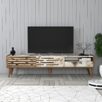 Comodă TV Hanah Home Valensiya Walnut White Marble