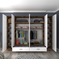 Dulap Rani BA133 Walnut White imaginea #3 — magazin online Desire.md
