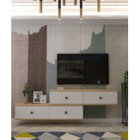 Comodă TV Hanah Home Zuzu Double Sapphire Oak White imaginea #4 — magazin online Desire.md