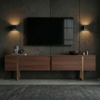 Comodă TV Hanah Home Onera Milano Walnut Gold imaginea #2 — magazin online Desire.md