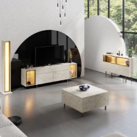 Comodă TV Hanah Home Zenith Travertine Gold imaginea #4 — magazin online Desire.md