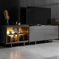Comodă TV Hanah Home Vienna Anthracite Gold