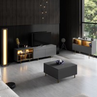 Comodă TV Hanah Home Vienna Anthracite Gold imaginea #5 — magazin online Desire.md