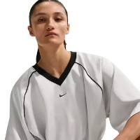 Tricou de dame Nike Sportswear Oversized Satin Light Bone/Black, s.XS