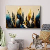 Pictură ArtShop Golden Feathers with Blue 45x30cm (PGL492-XL-PL)