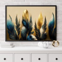 Pictură ArtShop Golden Feathers with Blue 75x50cm (PGL492-M-L)